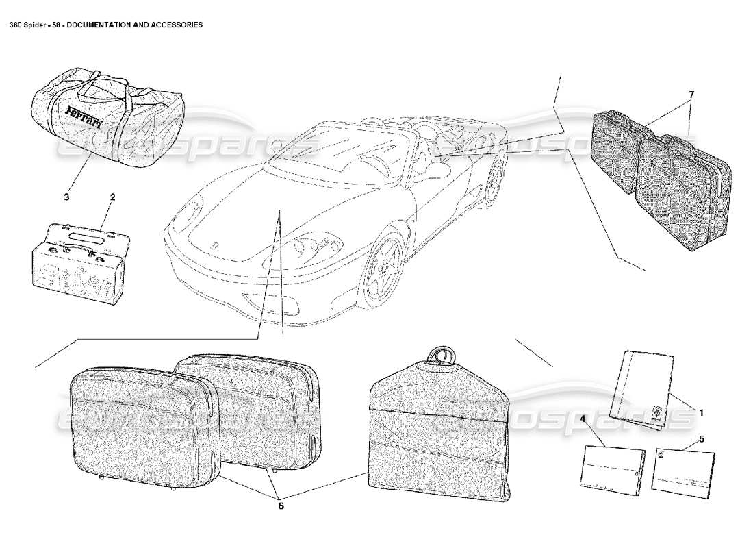 ferrari 360 spider diagrama de piezas de documentación y accesorios