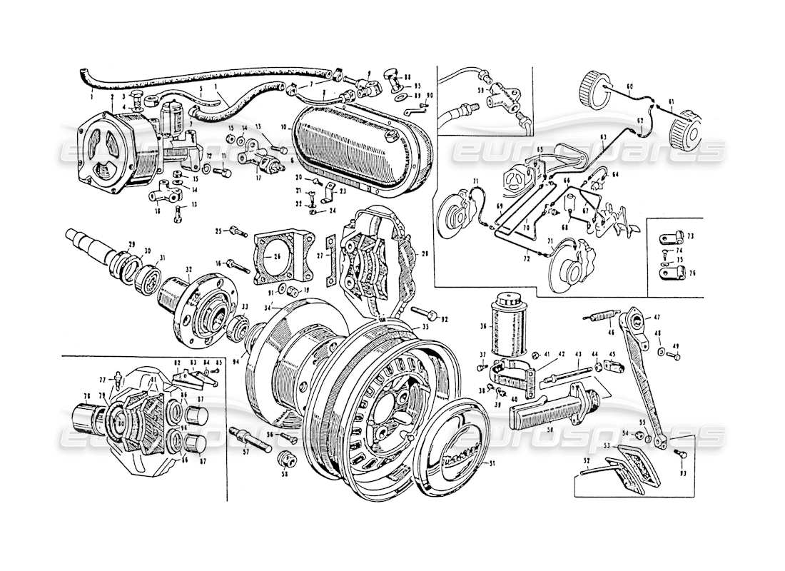 maserati 3500 gt diagrama de piezas de servo y frenos delanteros