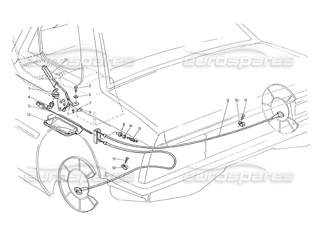 maserati 228 diagrama de piezas de control del freno de mano