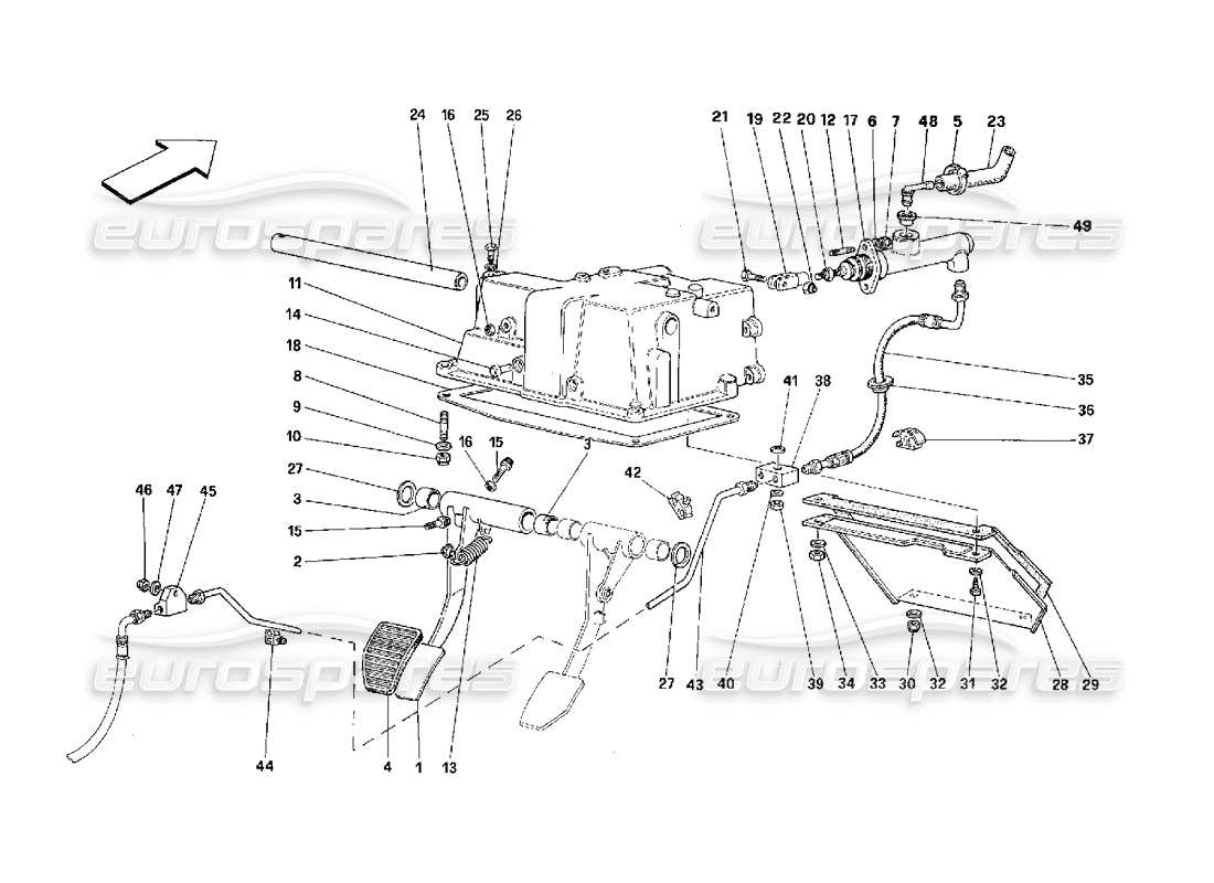 ferrari 348 (2.7 motronic) control de liberación del embrague diagrama de piezas