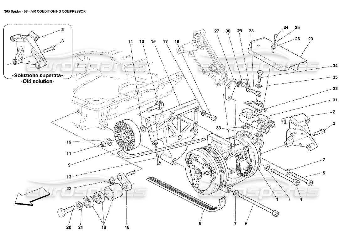 ferrari 360 spider compresor de aire acondicionado diagrama de piezas