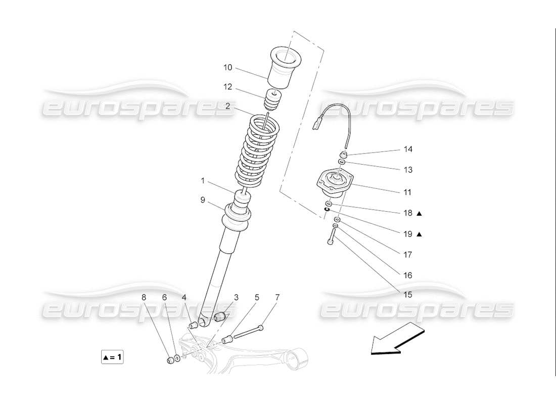 maserati qtp. (2006) 4.2 f1 diagrama de piezas de los dispositivos amortiguadores delanteros