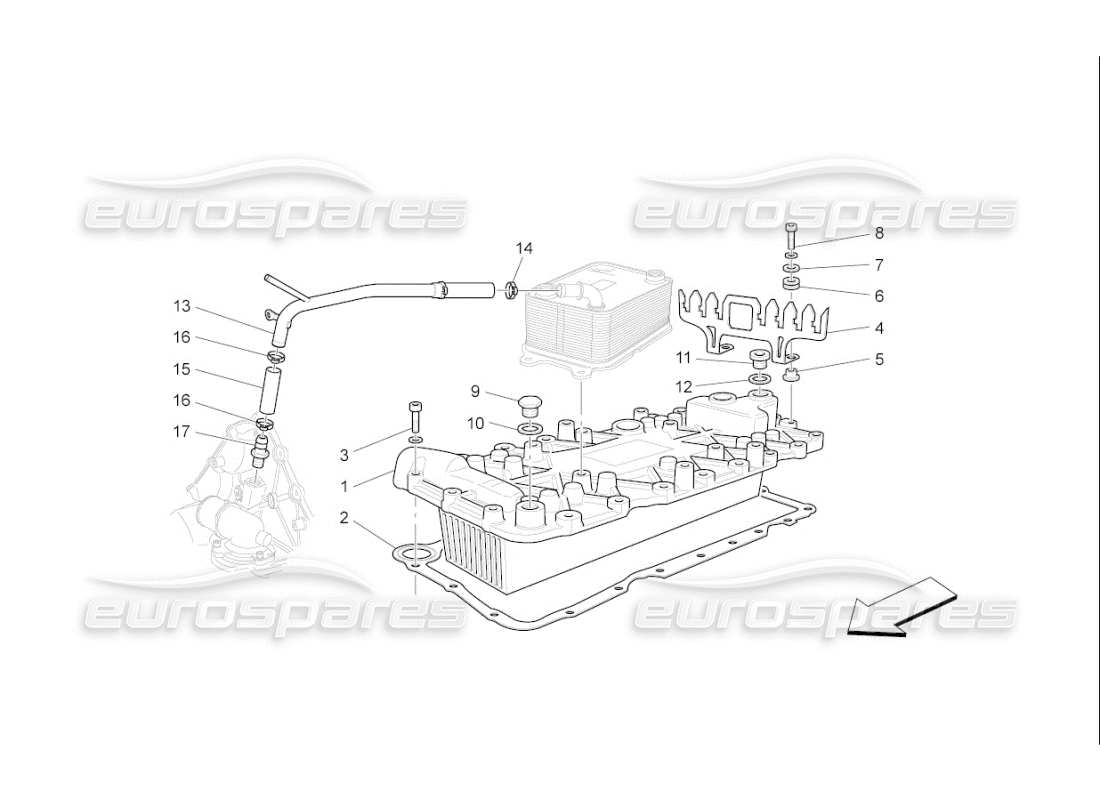 maserati qtp. (2009) 4.7 auto diagrama de piezas del intercambiador de calor