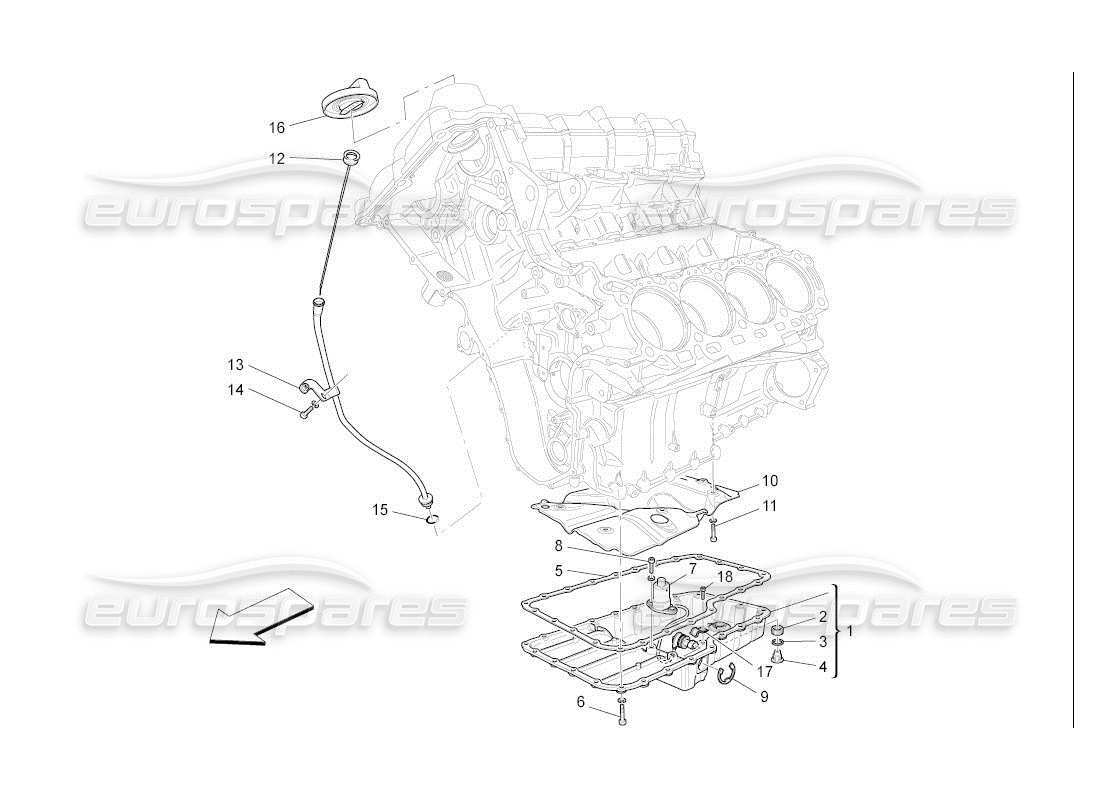maserati qtp. (2007) 4.2 auto sistema de lubricación: diagrama de piezas del circuito y de la colección