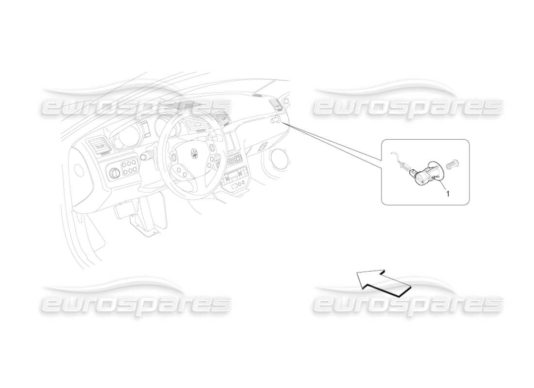 maserati grancabrio (2011) 4.7 diagrama de piezas de desactivación del airbag del pasajero