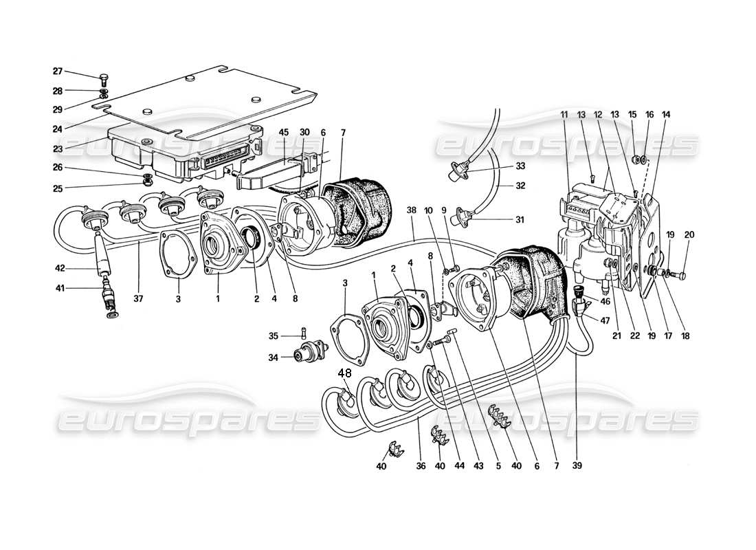 ferrari 328 (1985) encendido del motor diagrama de piezas