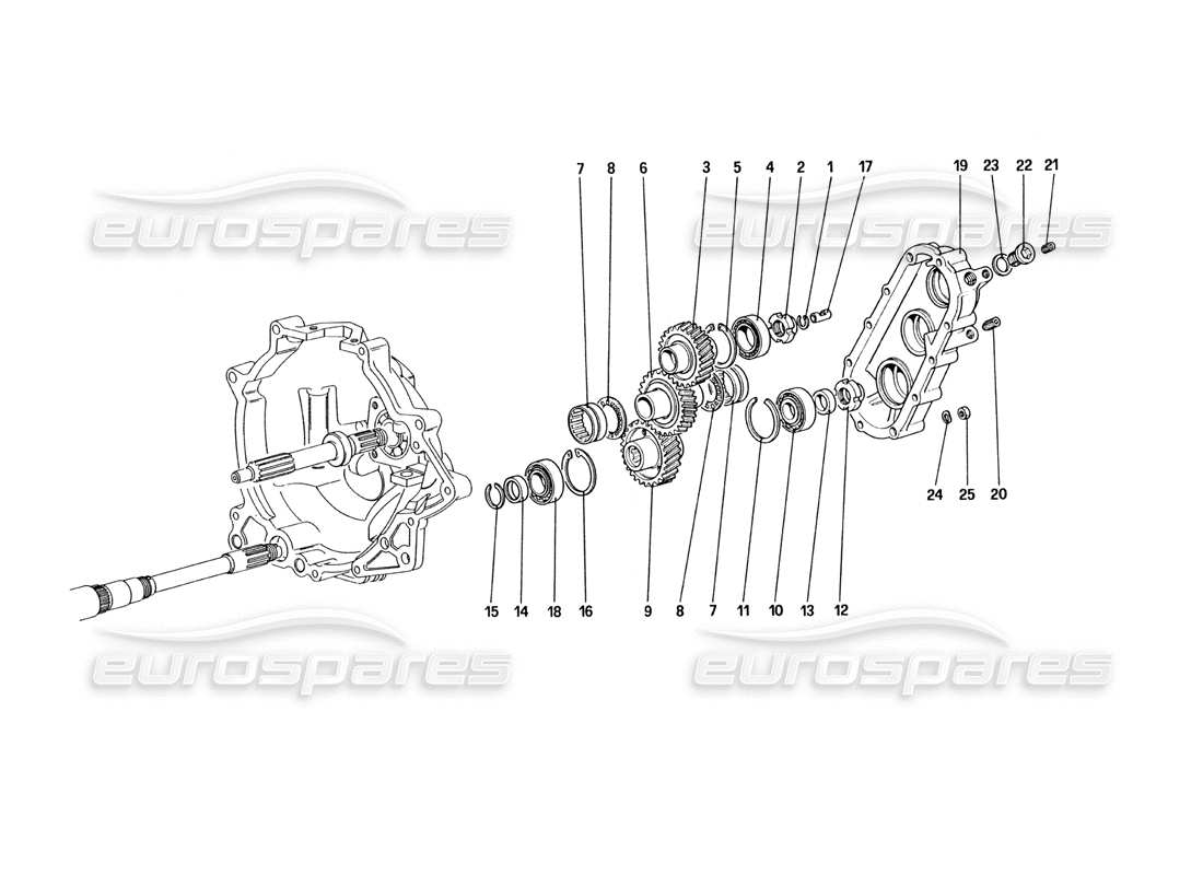 ferrari 328 (1985) diagrama de piezas de transmisión de caja de cambios