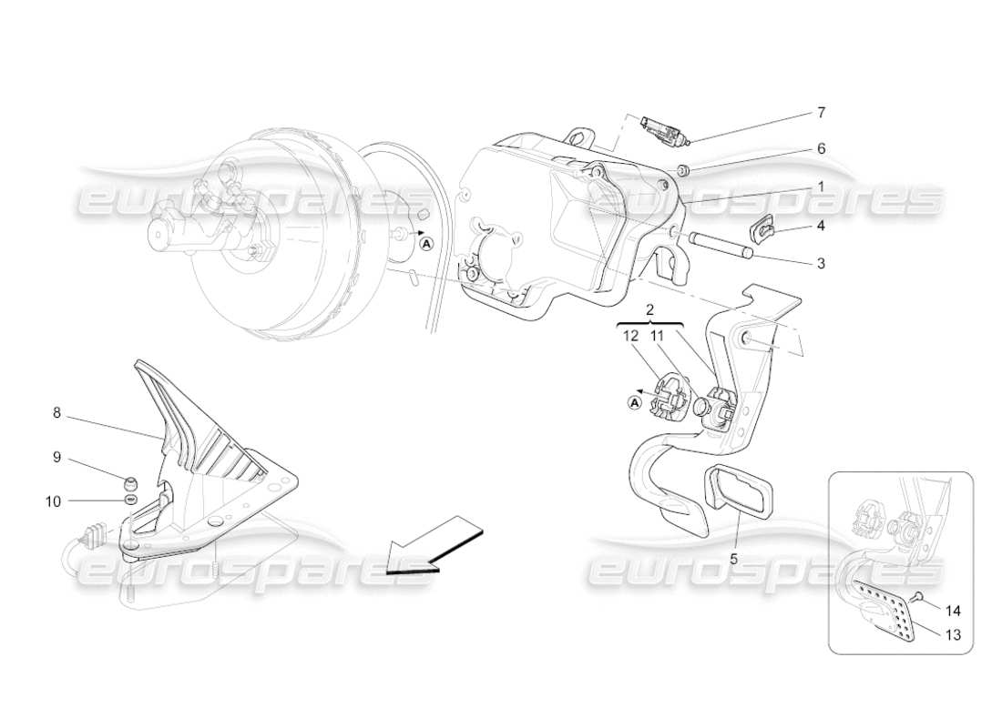 maserati grancabrio (2011) 4.7 diagrama de piezas completo de la unidad de pedalera