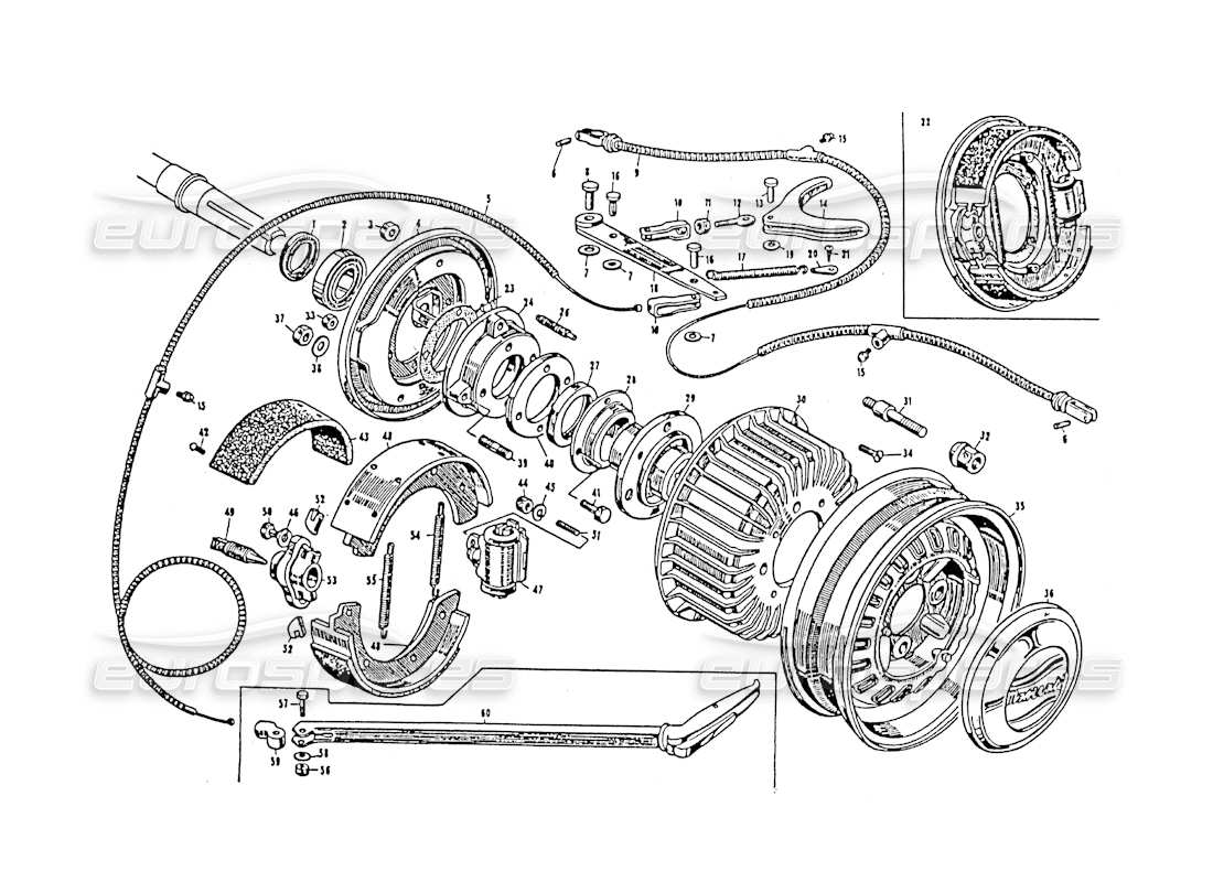 maserati 3500 gt diagrama de piezas de frenos traseros