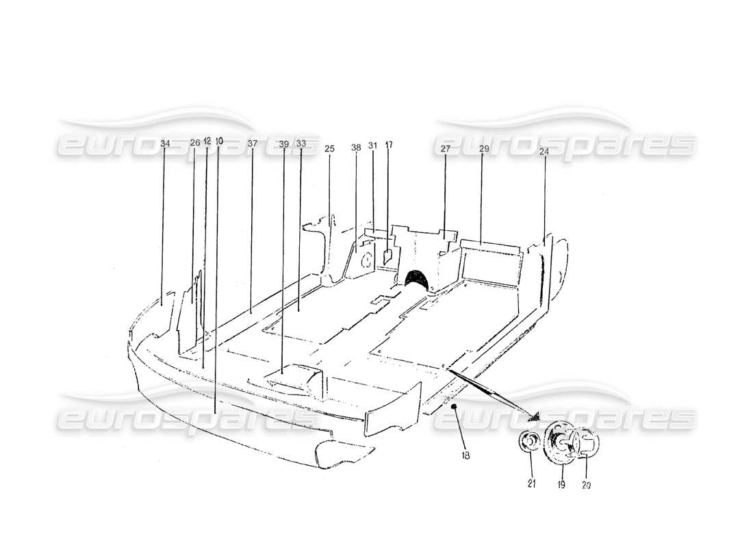 ferrari 275 (pininfarina coachwork) diagrama de piezas de gruppo tappeti e rivestimenti interni vettura