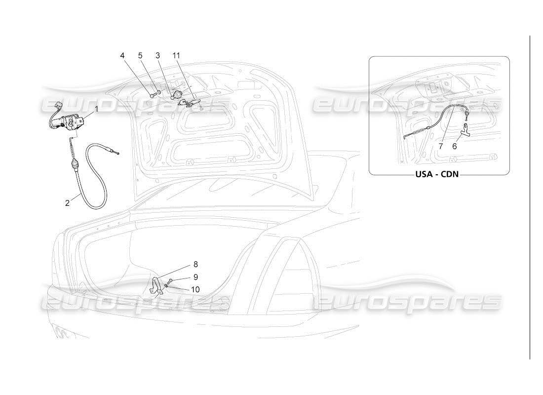 maserati qtp. (2007) 4.2 auto diagrama de piezas de control de apertura de la tapa trasera