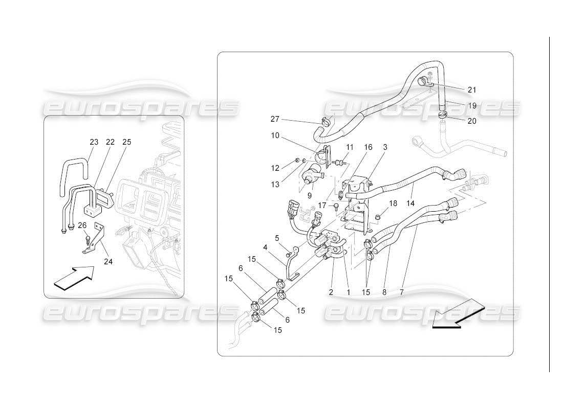 maserati qtp. (2007) 4.2 auto unidad a c: diagrama de piezas de los dispositivos del compartimento del motor