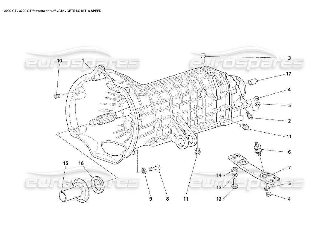 maserati 3200 gt/gta/assetto corsa diagrama de piezas de la caja de cambios manual