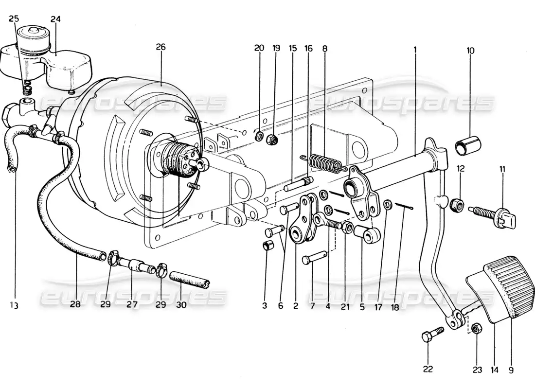 ferrari 365 gt4 2+2 (1973) sistema hidráulico de frenos diagrama de piezas