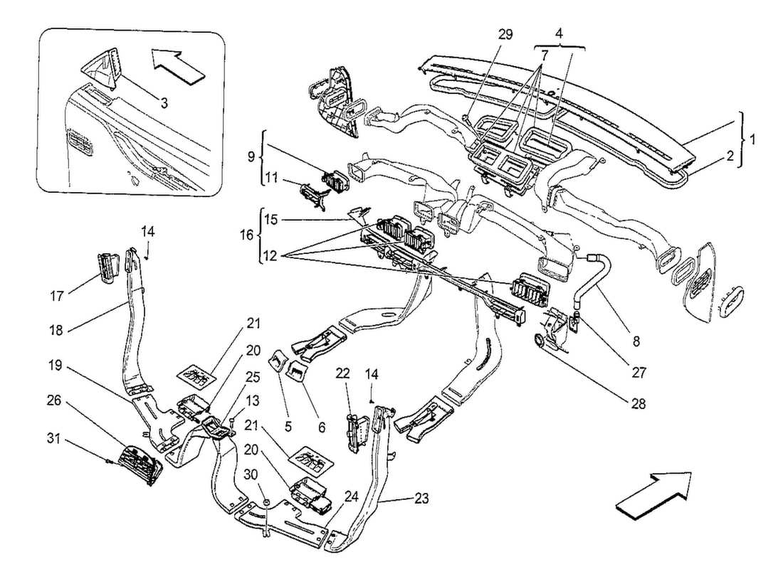 maserati qtp. v8 3.8 530bhp 2014 unidad a c: diagrama de partes de difusión