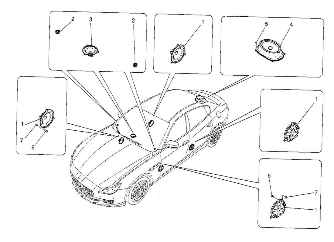 maserati qtp. v8 3.8 530bhp 2014 diagrama de piezas del sistema de difusión de sonido