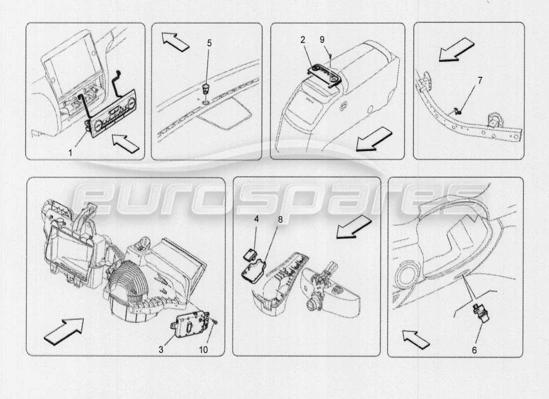 maserati qtp. v8 3.8 530bhp auto 2015 diagrama de piezas de los dispositivos de la consola central