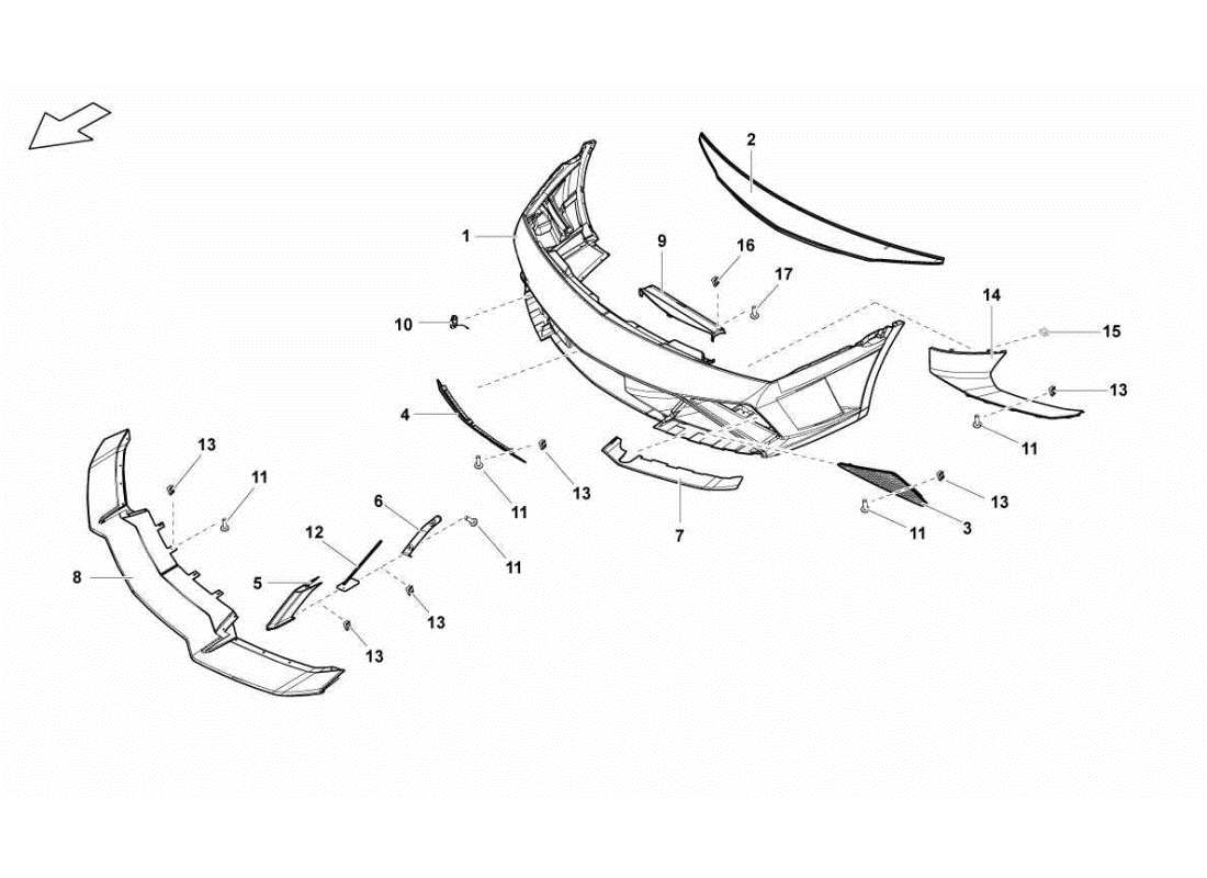 lamborghini gallardo sts ii sc parachoques delanteros diagrama de piezas