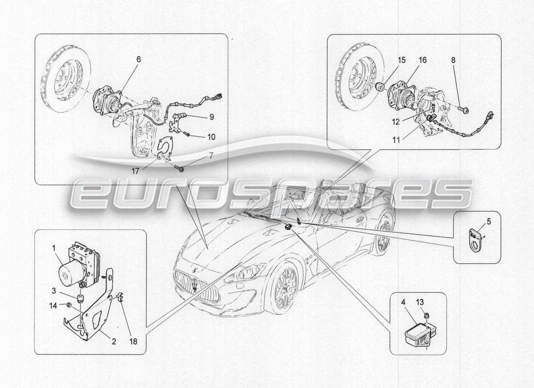 maserati grancabrio mc centenario diagrama de piezas de los sistemas de control de frenos