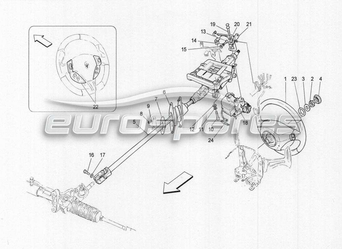 maserati grancabrio mc centenario columna de dirección y unidad de volante diagrama de piezas