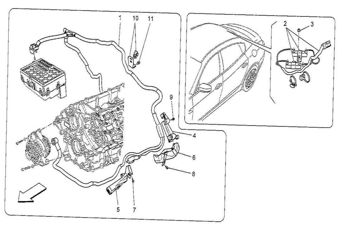 maserati qtp. v8 3.8 530bhp 2014 cableado principal diagrama de piezas