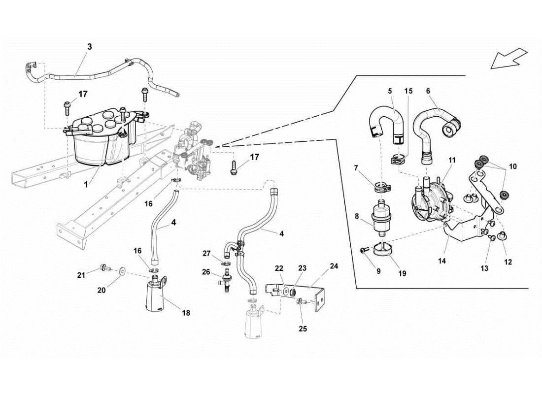 lamborghini gallardo sts ii sc diagrama de piezas del filtro de vapor