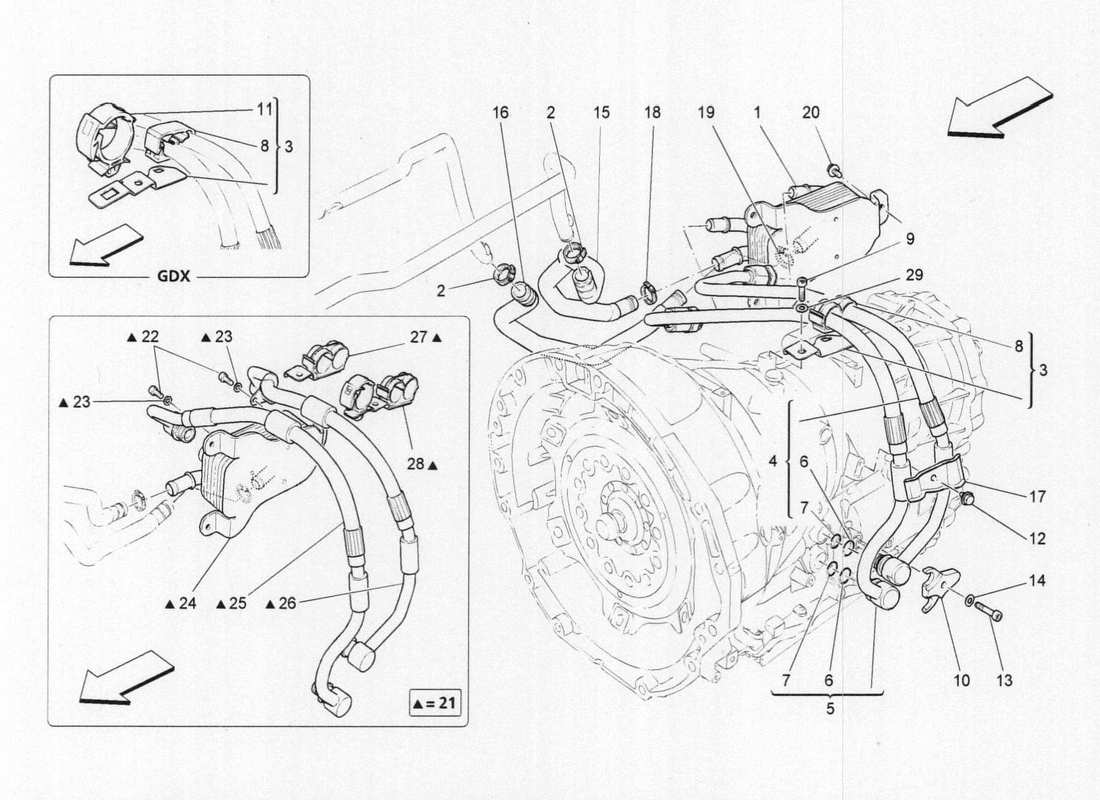 maserati qtp. v6 3.0 bt 410bhp 2015 diagrama de piezas de lubricación y refrigeración del aceite de la caja de cambios