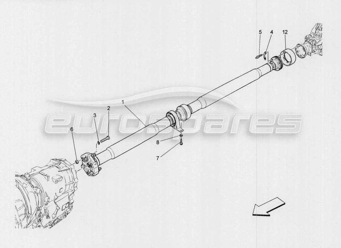 maserati qtp. v8 3.8 530bhp auto 2015 diagrama de piezas del eje de transmisión