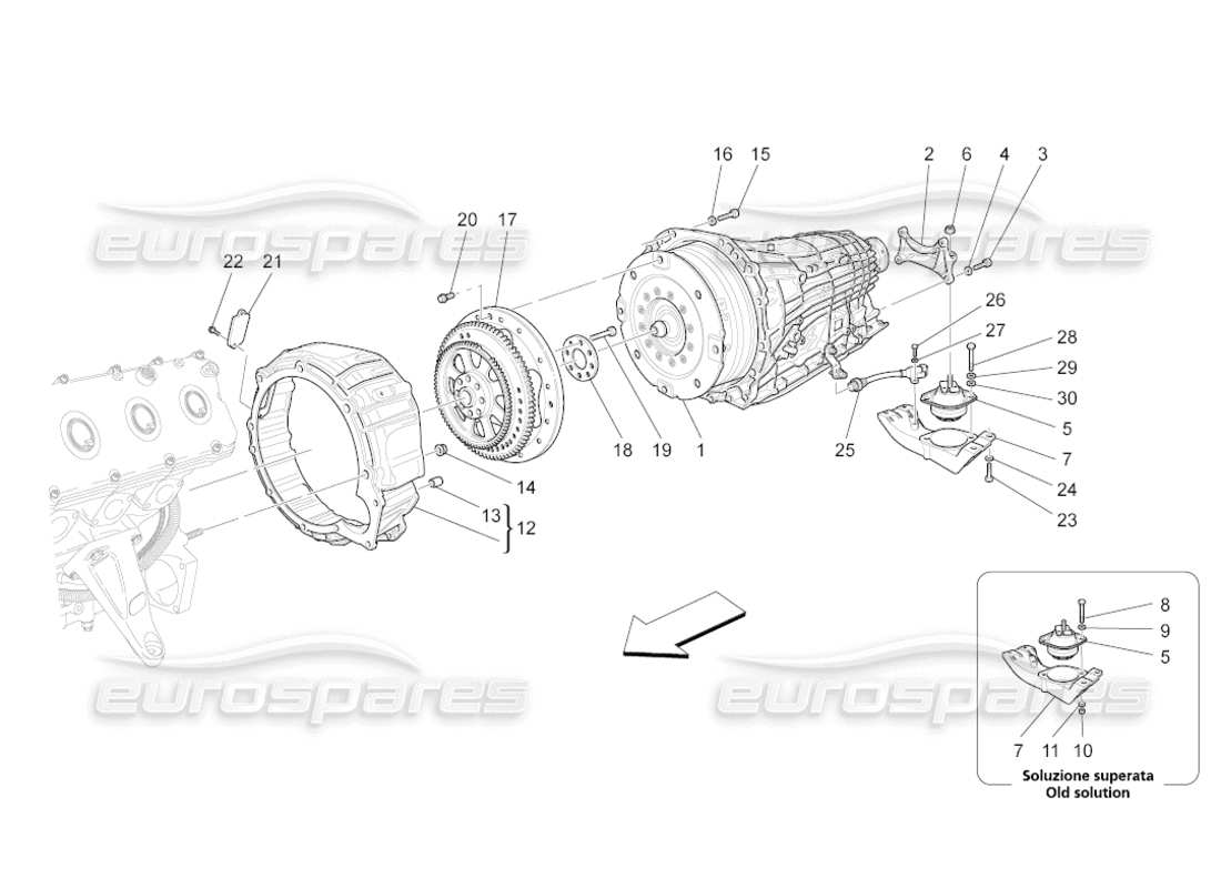 maserati grancabrio (2011) 4.7 diagrama de piezas de las carcasas de la caja de cambios