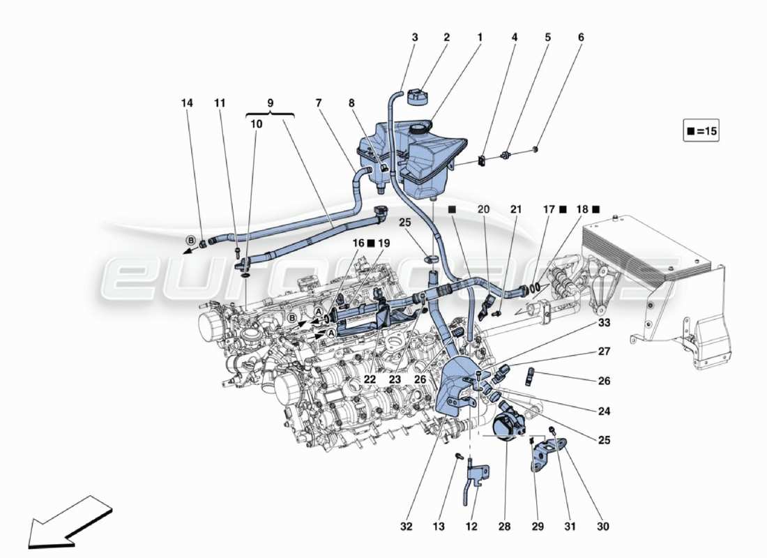 ferrari 488 challenge enfriamiento diagrama de piezas
