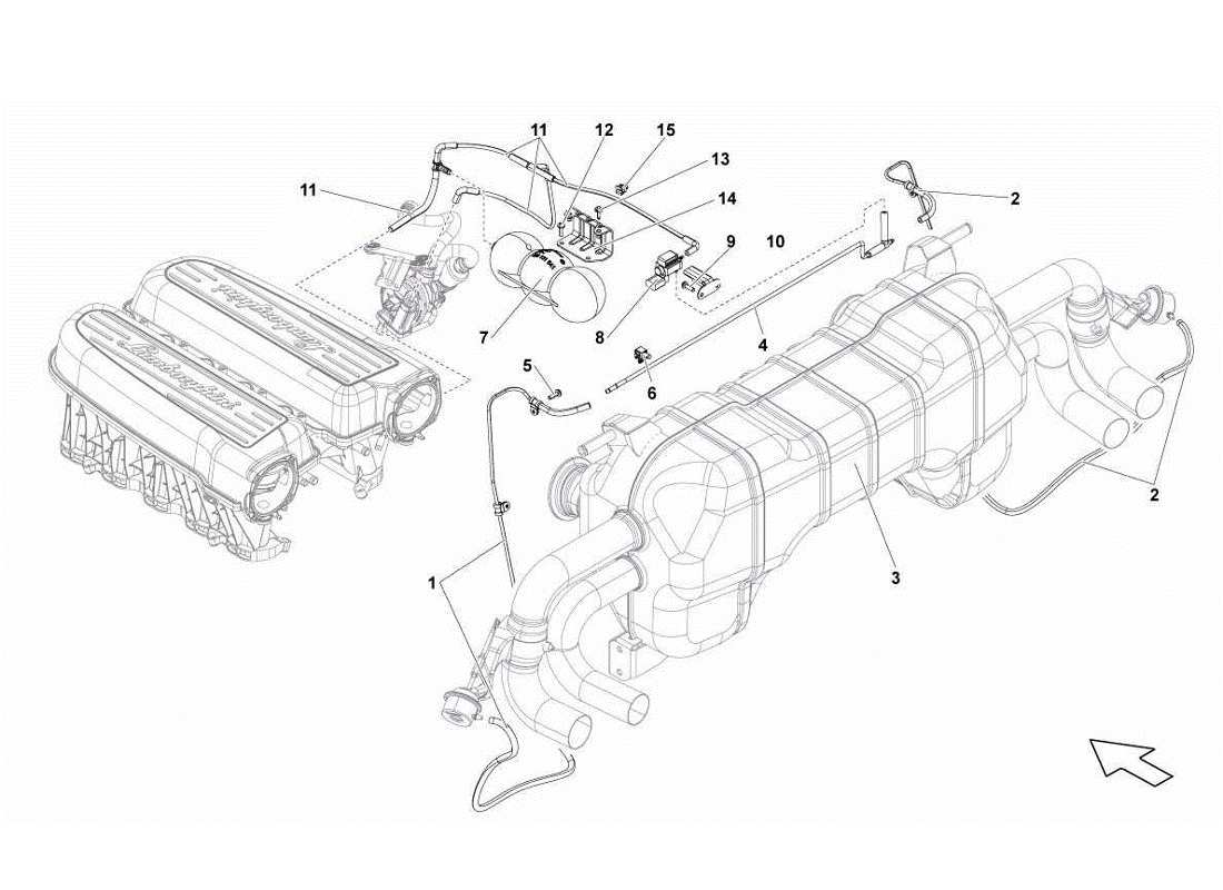 lamborghini gallardo lp560-4s update sistema de escape diagrama de piezas