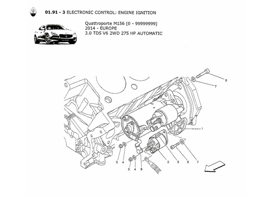 maserati qtp. v6 3.0 tds 275bhp 2014 control electrónico: diagrama de piezas de encendido del motor