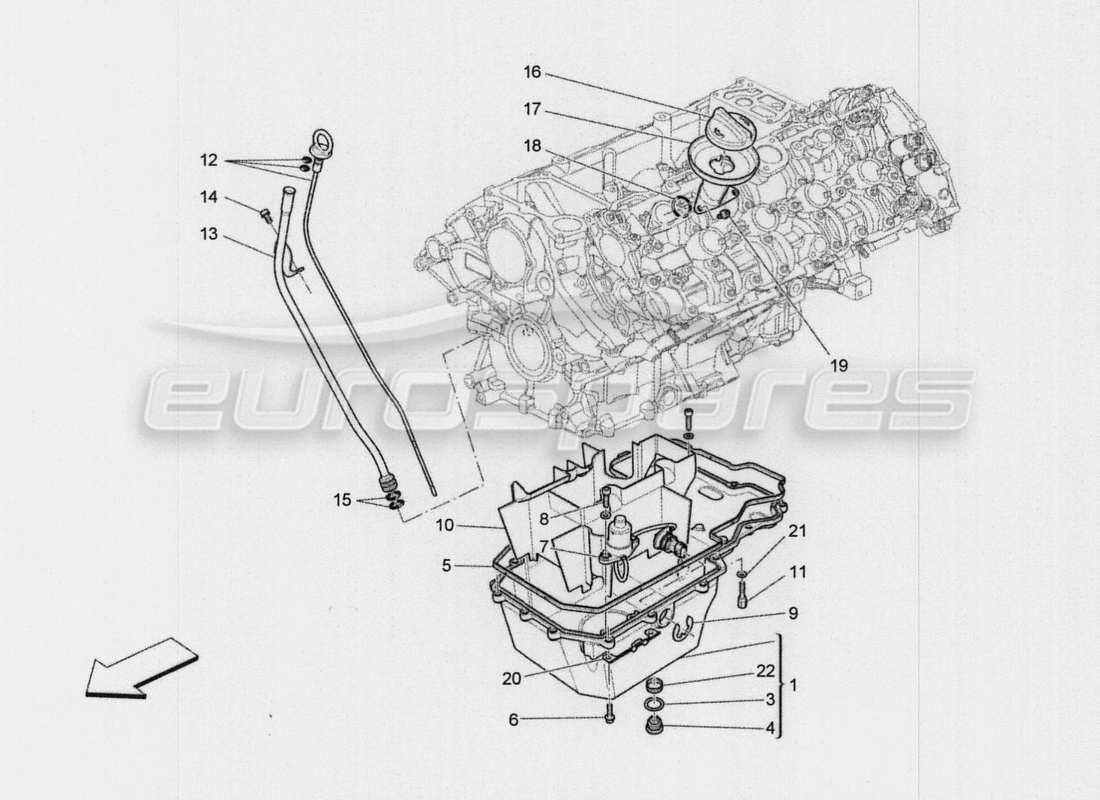 maserati qtp. v8 3.8 530bhp auto 2015 sistema de lubricación: diagrama de piezas del circuito y de la colección