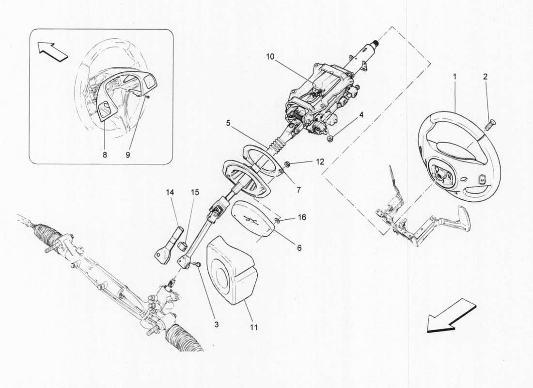 maserati qtp. v6 3.0 bt 410bhp 2015 diagrama de piezas de la unidad de rueda y columna de dirección