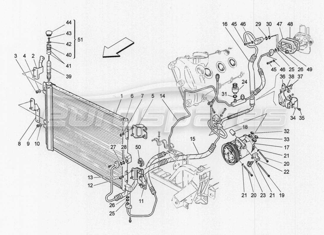 maserati granturismo special edition unidad a c: dispositivos del compartimiento del motor diagrama de piezas