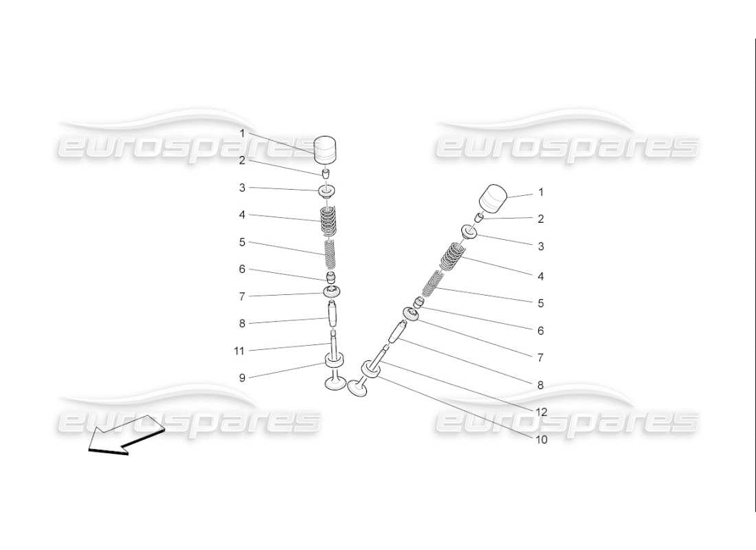 maserati qtp. (2010) 4.7 auto diagrama de piezas de válvulas