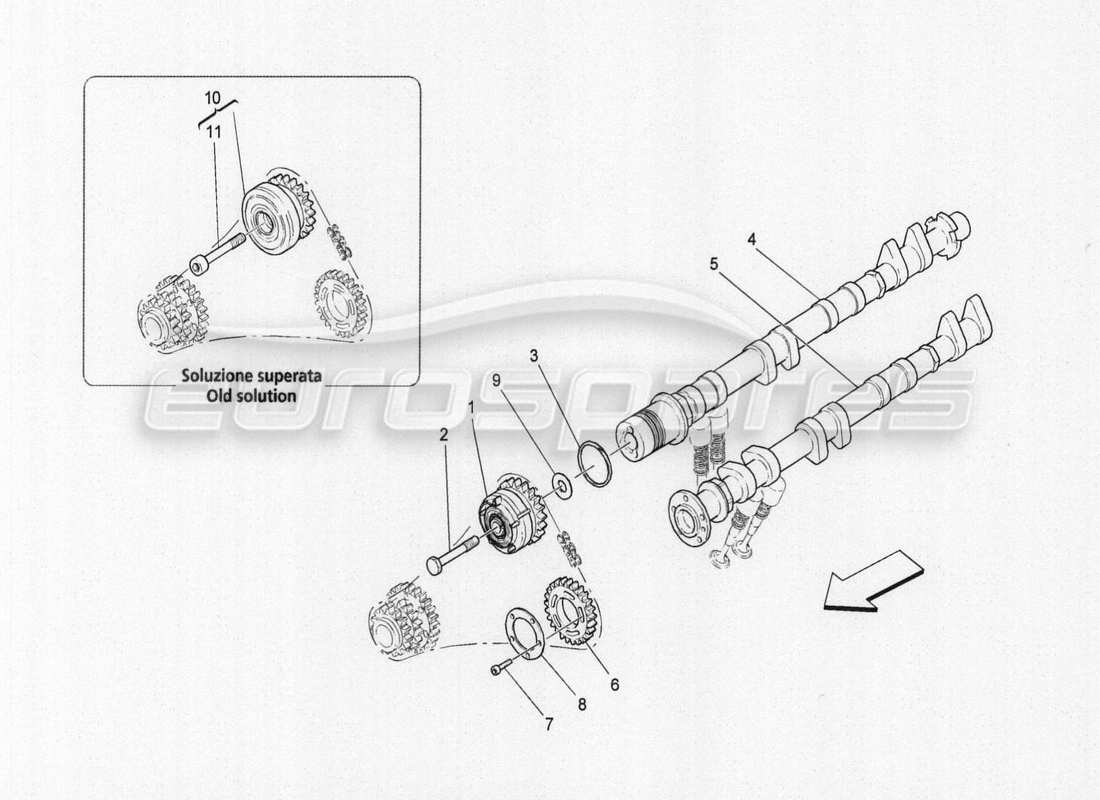 maserati granturismo special edition árboles de levas de culata izquierda diagrama de piezas