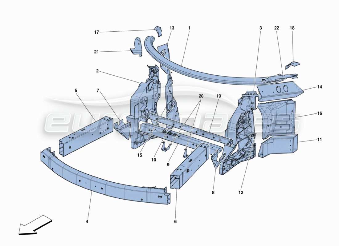 ferrari 488 challenge chasis delantero diagrama de piezas