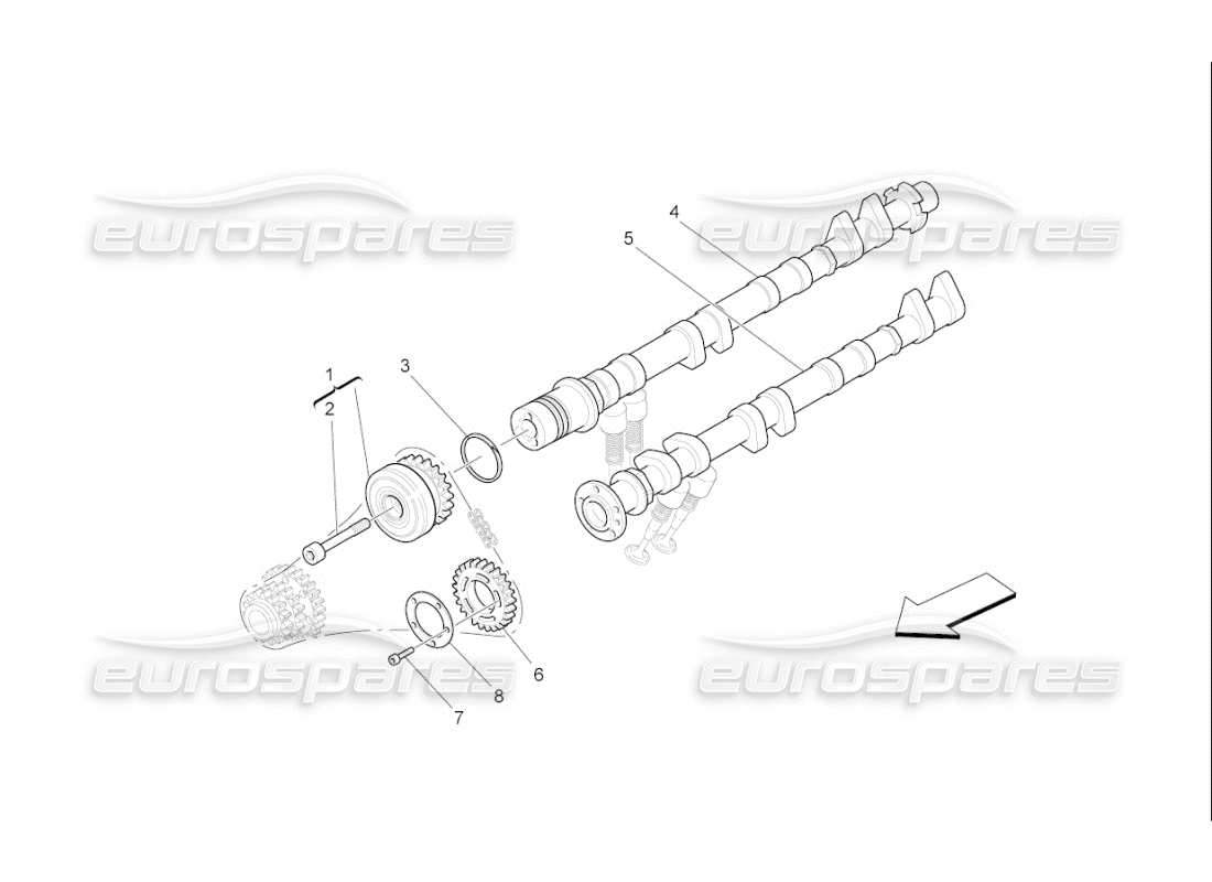 maserati qtp. (2009) 4.7 auto diagrama de piezas de los árboles de levas de la culata izquierda