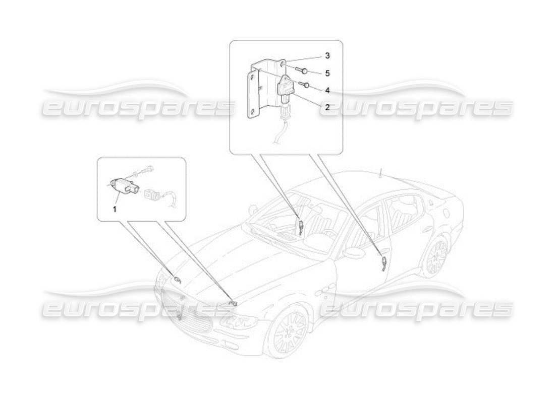 maserati qtp. (2005) 4.2 diagrama de piezas de los sensores de colisión