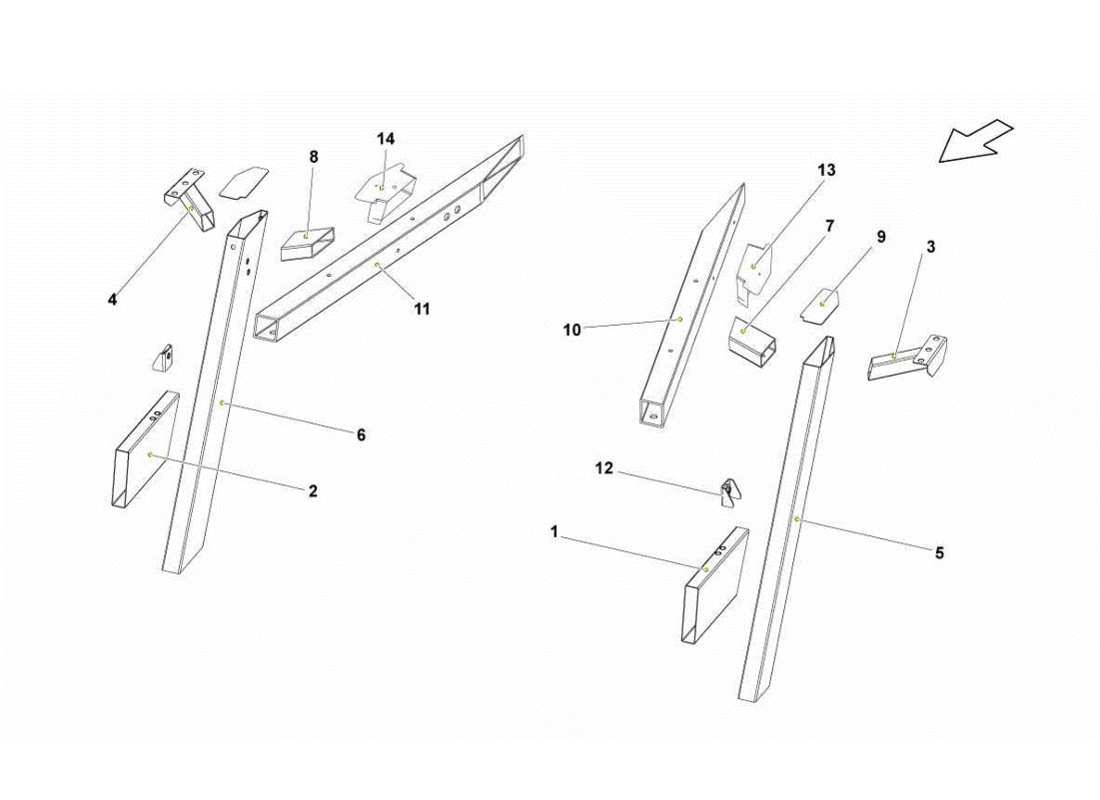 lamborghini gallardo lp560-4s update diagrama de piezas de los elementos del bastidor trasero