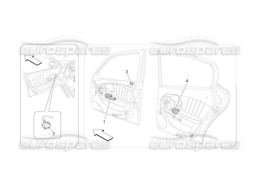 maserati qtp. (2011) 4.7 auto diagrama de piezas de dispositivos de puerta