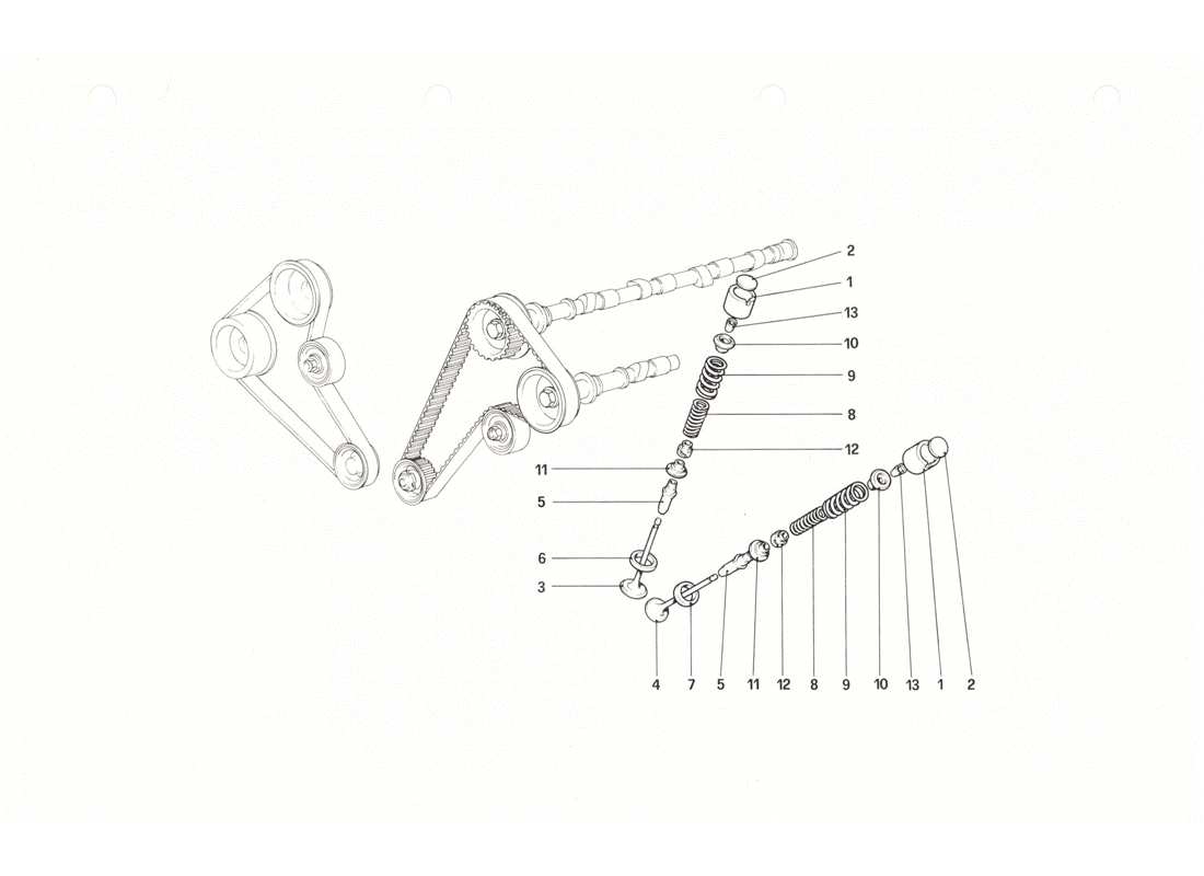 ferrari 208 gtb gts timing system - tappets diagrama de piezas