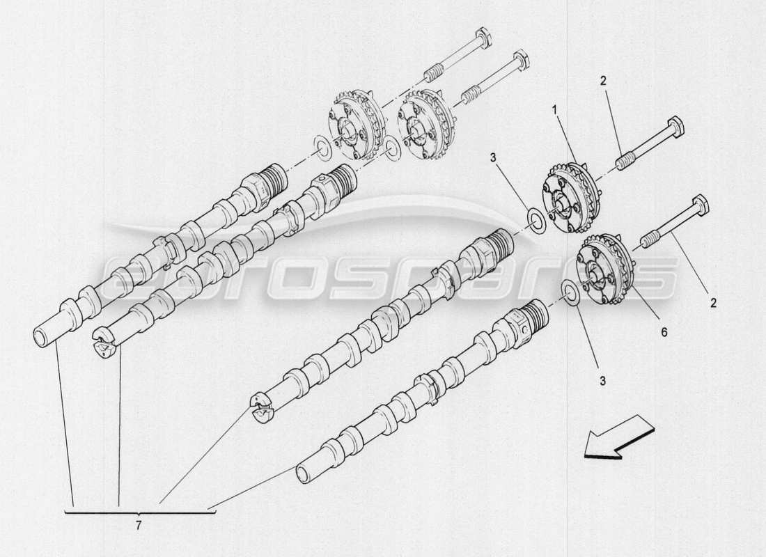 maserati qtp. v8 3.8 530bhp auto 2015 árboles de levas de culata izquierda diagrama de piezas