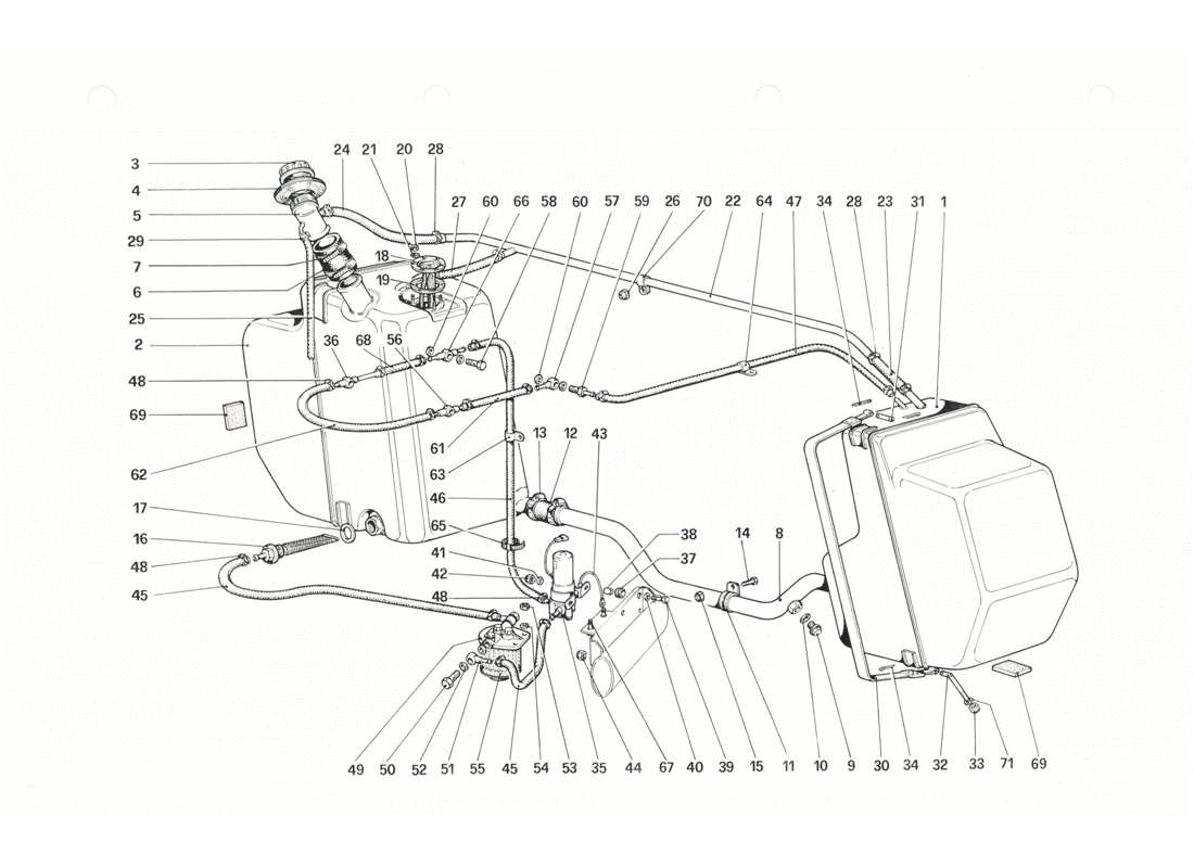 ferrari 208 gtb gts fuel system diagrama de piezas