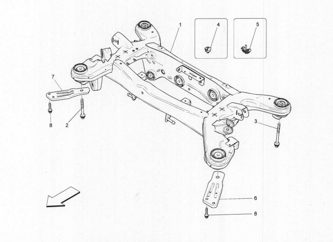 maserati qtp. v6 3.0 bt 410bhp 2015 diagrama de piezas del chasis trasero