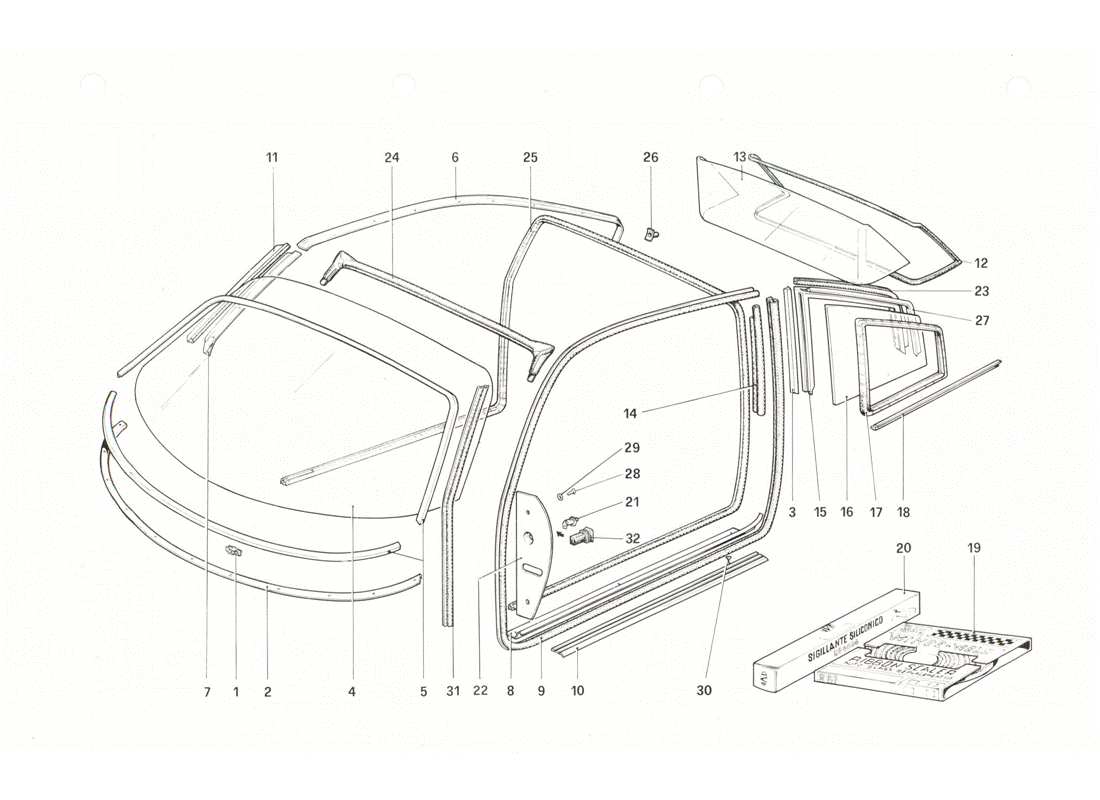 ferrari 208 gtb gts diagrama de piezas de gafas