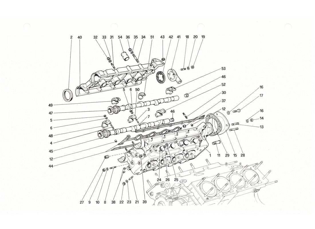ferrari 208 gtb gts culata (derecha) diagrama de piezas