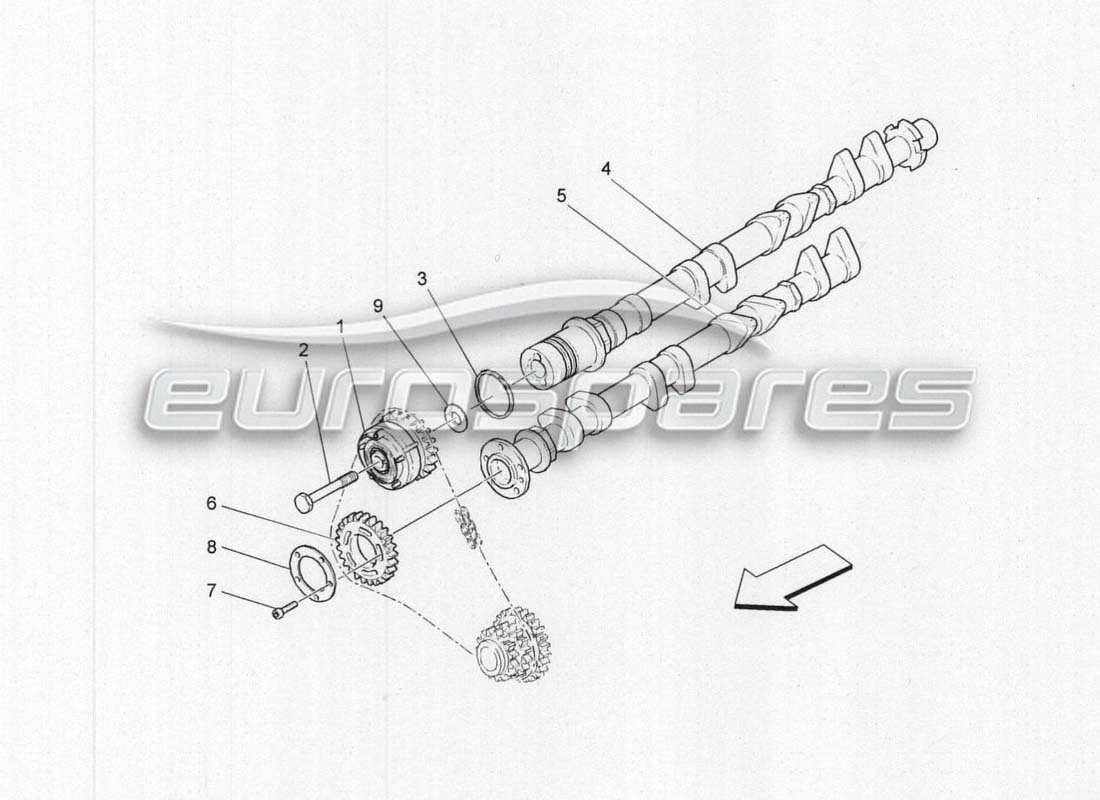 maserati grancabrio mc centenario diagrama de piezas de los árboles de levas de la culata del cilindro derecho