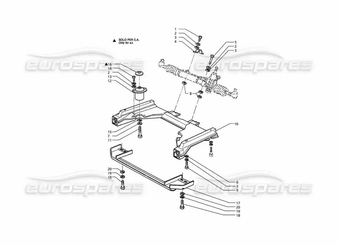 maserati qtp. 3.2 v8 (1999) subchasis delantero de la caja de dirección diagrama de piezas